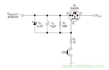使用一只P溝道MOSFET的簡單自動(dòng)關(guān)斷電路