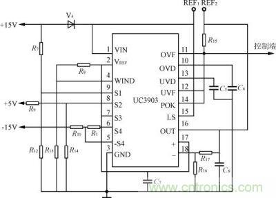 三路輸出模塊電源過、欠壓保護電路圖