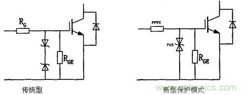 圖2:傳統(tǒng)保護模式和新型保護模式電路對比