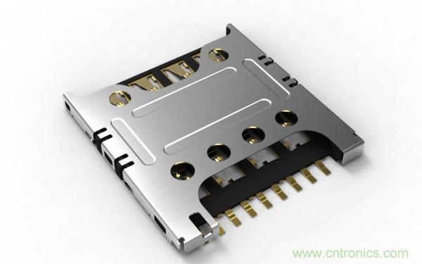 超薄插拔式Micro SIM卡連接器，高度僅為1.24毫米