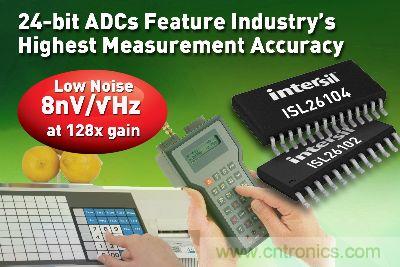 圖題：Intersil推出具有業(yè)內最高測量精度的新24位模/數轉換器