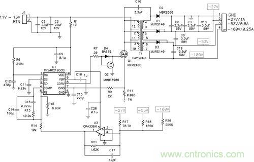圖 1 這種獨(dú)特的拓?fù)浣Y(jié)構(gòu)可提供非常好的交叉調(diào)節(jié)，奧妙何在？