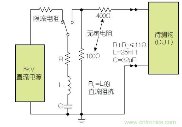 除顫器測試配置(注意較大電容)。
