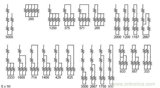 5個(gè)電阻我想出了23種組合。還有其它組合嗎？