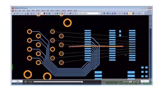 設(shè)計師在另一層上粗略繪制出一條直線路徑，如橙色所標(biāo)示