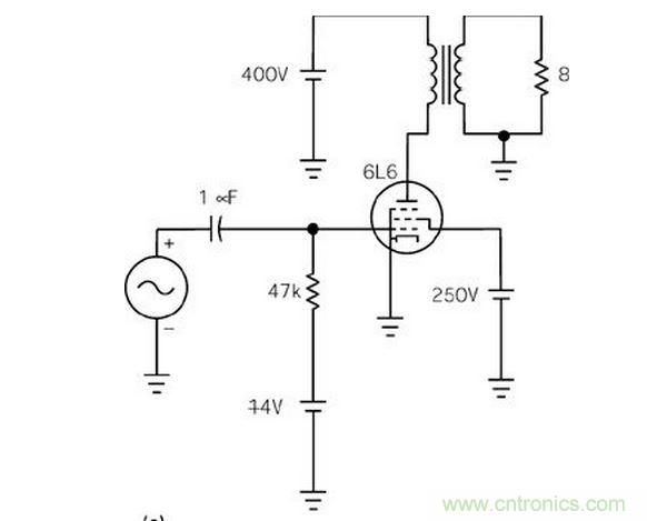 五極管（a）能輸出比三極管（b）大得多的功率，但采用升壓三極管配置除外（c）