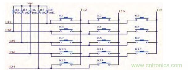 矩陣鍵盤(pán)原理圖