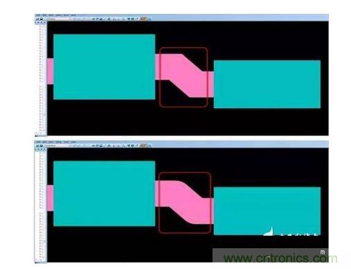 有效的PCB 設(shè)計工具會自動考慮用于繪制形狀的線型，以計算準(zhǔn)確的線條寬度，幫助您輕松創(chuàng)建尖拐角。
