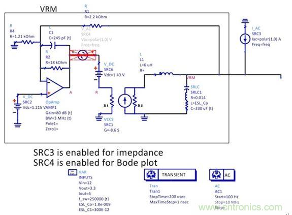 圖5：簡化后的狀態(tài)空間平均模型顯示了誤差放大器電路、功率級跨導和輸出電容。