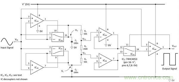 圖1：自適應(yīng)施密特觸發(fā)器。