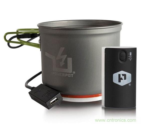 圖6：Powerpot設(shè)備利用熱源發(fā)電，使用者能一邊烹煮食物一邊為移動設(shè)備充電。