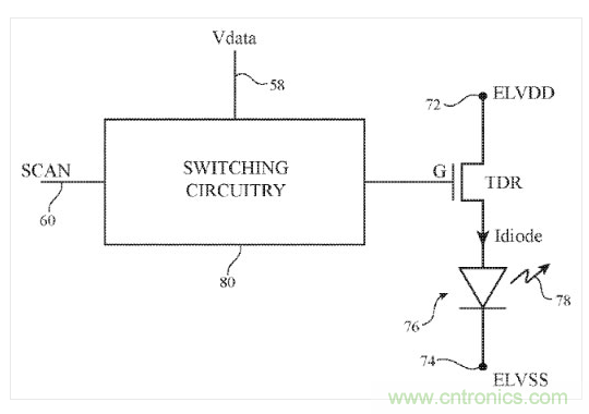 這是來自上述專利針對(duì)OLED顯示器畫素的說明示意圖。