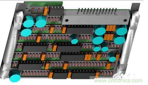 F-16戰(zhàn)斗機(jī)的雷達(dá)干擾裝置PCB，在所有的零組件下方有一個(gè)鋁制散熱器；千萬別讓機(jī)械工程師為了散熱器設(shè)計(jì)而自作主張布局PCB，以免犧牲電子能。