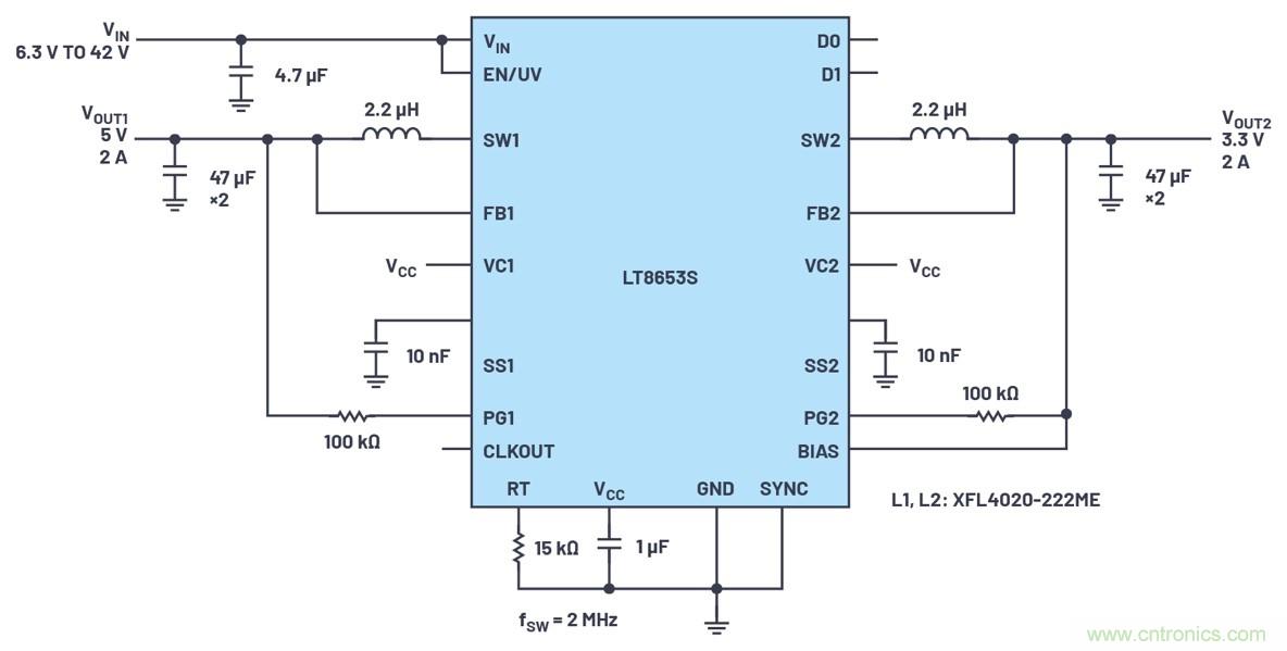 具有6.2 &micro;A靜態(tài)電流的雙通道、42 V、2 A、單片、同步降壓型Silent Switcher 2穩(wěn)壓器
