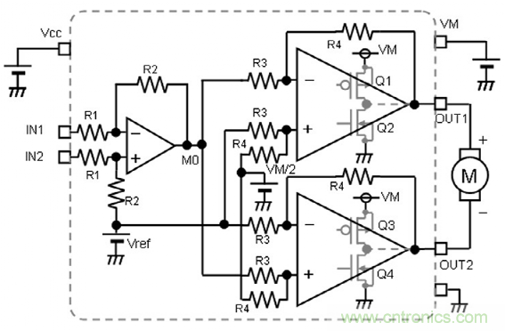 BTL功放電路的有刷直流電機(jī)驅(qū)動:線性電壓驅(qū)動 BTL功放電路的有刷直流電機(jī)驅(qū)動:線性電壓驅(qū)動