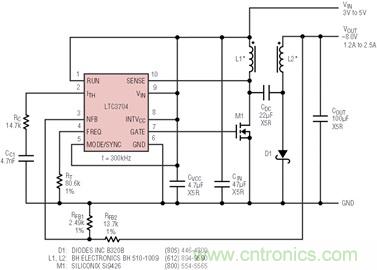 具有負反饋引腳和用于負輸出電源的高性能、單端控制器IC